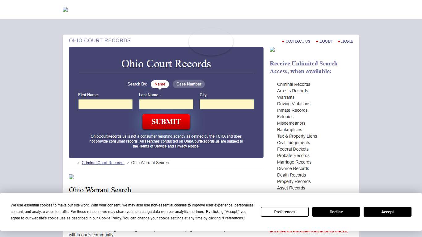 Ohio Warrant Search OhioCourtRecords.us